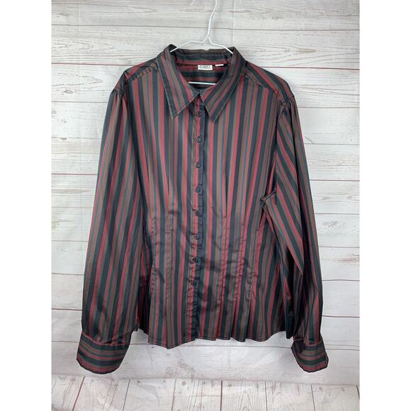 Cato‎ Button front shirt Woman 22W/24W Long Sleeve Striped Casual - Picture 1 of 6